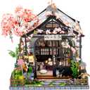 DIY Miniature House Kit, DIY Book Nook with LED Light | 3D Puzzles for Adults and Teens, Building Kits for Bookshelf Decor, Creative Gift for Craft Lovers | Sakura Greenhouse, Standard Book Nook Size