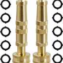 Triumpeek Solid Brass Hose Nozzle, 2 Pack 4" Heavy Duty Brass Garden Hose Nozzle with 10 Rubber Washers