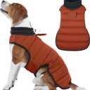 IDOMIK Dog Winter Coat, Warm Waterproof Dog Puffer Jacket with Harness Hole, Adjustable Reflective Snow Jacket Vest with Turtleneck, Pet Cold Weather Coats for Large Dogs,Caramel,XL (XL(Chest Girth:29.9"))