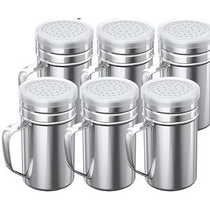 Accmor 6 pcs Stainless Steel Dredge, Salt Pepper Dredge Shakers with Handle, Seasonings Spice Shakers with Lid, 14 Ounce