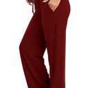 ADANIKI Sweatpants Women Yoga Pants with Pockets for Women Pajamas Work Pants Wide Leg Drawstring Pants for Women's Lounge (Jujube red, Large)