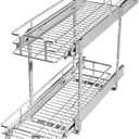 LOVMOR 2 Tier Individual Pull Out Cabinet Organizer 7.5" W x 21.5" D, Slide Out Kitchen Cabinet Storage Sliding Shelves