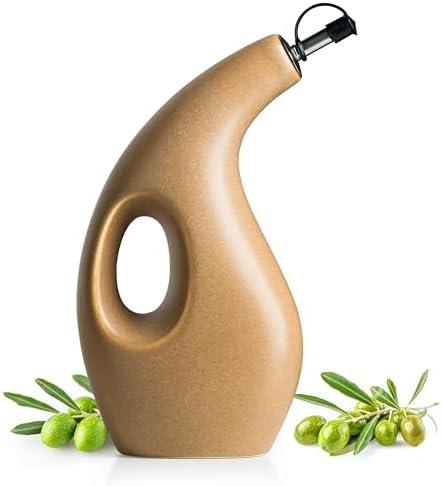 Miamolo Ceramic Oil Dispenser for Kitchen 23oz, Cooking Olive Oil Dispenser with Handle & Spout Suitable for Storage Oil Vinegar Coffee Syrup Liquids