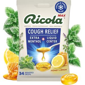 Ricola, Throat Care Max Honey Lemon, 34 Count, EXP 07/04/2028