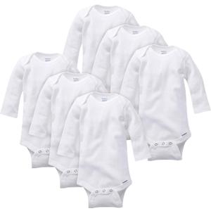 Gerber unisex-baby Multi-pack Long-sleeve Onesies Bodysuit Mitten Cuff Sizes (3-6 Months, 6-pack White)