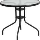 Flash Furniture Bellamy 31.5" Round Indoor/Outdoor Tempered Glass Metal Frame Side Table