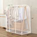 Garment Rack Cover, Transparent PEVA Clothes Rack Cover with 2 Smooth Zipper, Clothing Dustproof Waterproof Protector Cover (47X20X59-Clear)