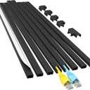 Yecaye Cord Hider, 113in Black Cord Covers for Wires on Wall, One-Cord Cord Organizer, Easy Install Cable Management Kit, Cable Cover Home Office, W0.59in H0.4in, Black