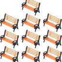 Miniature Bench, Mini Village Garden Chair Model Dollhouse Accessories Train Platform Bench Toys Landscape Decor Christmas Desktop Ornaments Party Favors(10PACK)