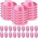 Unittype 18 Sets Cowboy Hats and Bandanas Bulk Kids Western Cowboy Costume Accessories Kids Party Supplies (Pink)