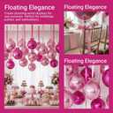 24 Set Pink & Hot Pink Round Foil Balloons, 18 Inch Giant 4D Ball Metallic Mylar Balloons Kit with Bows & Ribbons for Ceiling Hanging Birthday Graduation Bachelorette Anniversary Party Decorations