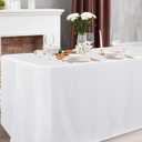 Obstal 2 Pack Table Clothes for 8 Foot Rectangle Tables - Water Resistant Washable Fabric Polyester Rectangle Table Cover Protector for Wedding, Banquet and Trade Shows, 96L x 30W Inches, White