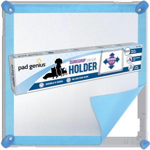 Pee Pad Holder - Fits Perfectly to All M/L/XL Pads, 100% of Urine Stays on Pad, Integrated Locking Pad Grips, Holder Secures to Floor - No Dragging, Chewing or Folding Like Soft Tray Holders