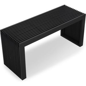 Bamboo Natural 36 inch Wooden Bench, Small Wood Benches for Entryway, Living & Dining Room, Kitchen, Bedroom, Bathroom, Hallway, Front Door, For Indoor & Outdoor Patio Use, Mid Century Modern Decor (Waterfall Black)