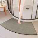 Non-Slip Corner Shower Mats,Semi-Circular Bath Mat, Curved Bath Rug, Washable Absorbent Bathroom Rug, Corner Bath Mat Carpet for Circular Shower (Coffee Grey, 16''X29'')