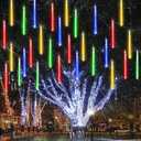 iBaycon 20 Tubes 480 LED Meteor Shower Rain Lights, 11.8 inches Cascading Icicle Lights Waterproof Outdoor, Connectable Falling Raindrop Lights with Timer for Holiday Party Christmas Decorations (Multicolor)