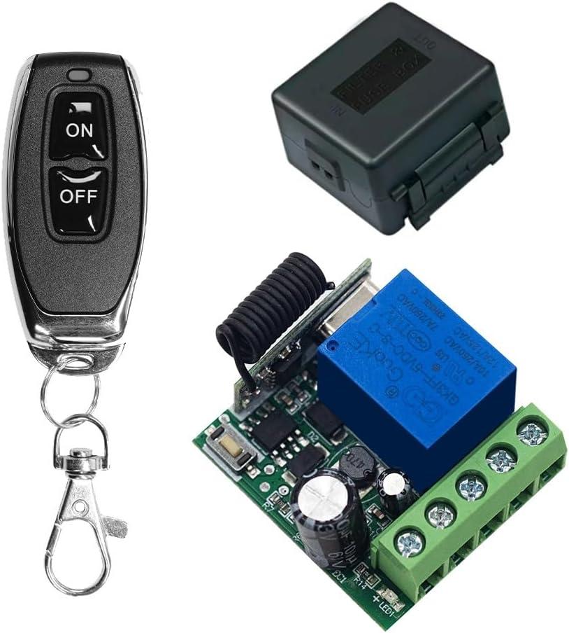 QIACHIP DC 5V 9V 12V 24V 48V Wireless Remote Switch 433Mhz 1-Channel Relay Receiver with 1 Transmitter for Door Access Controls