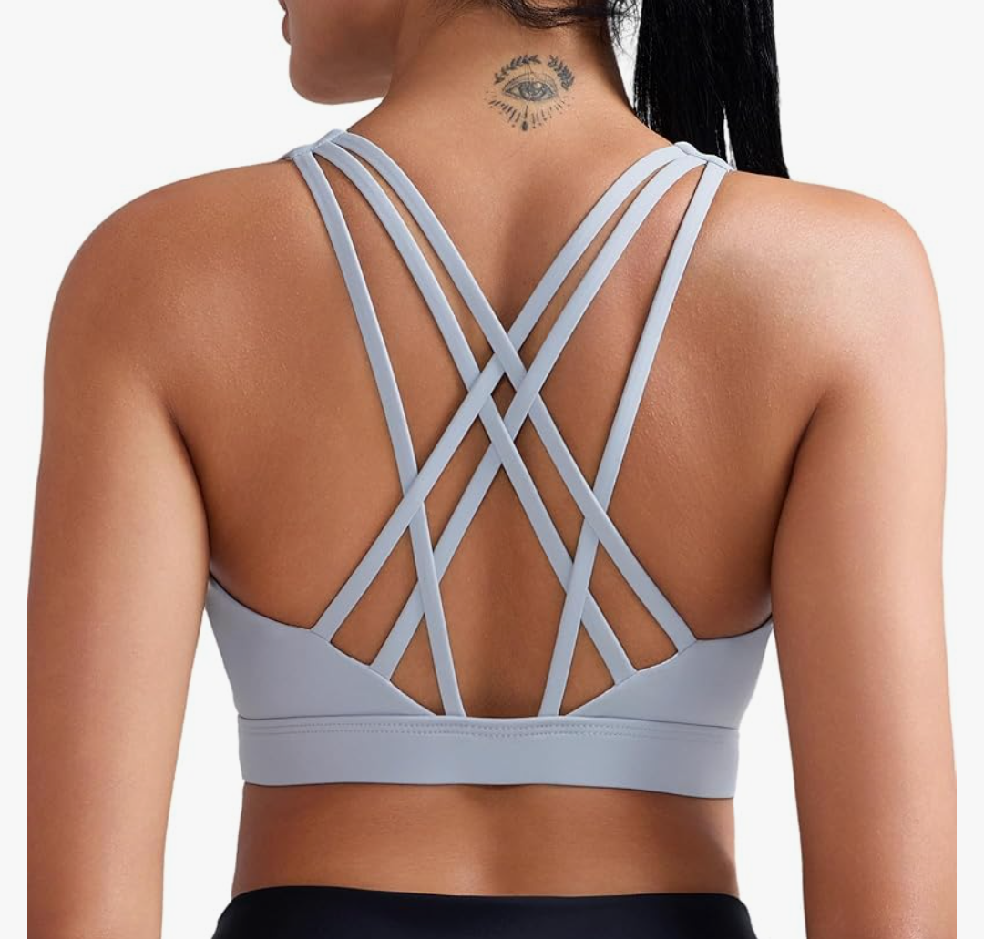 RUNNING GIRL Sports Bras for Women, Medium-High Impact Running Strappy Sports Bra with Removable Pads Size L