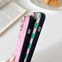 Yeddabox for iPhone 14 Case with Finger Strap Kickstand, Checkered Phone Case Full Camera Protection Shockproof Soft TPU and Hard PC Back Cover for Women Men, Pink and Green