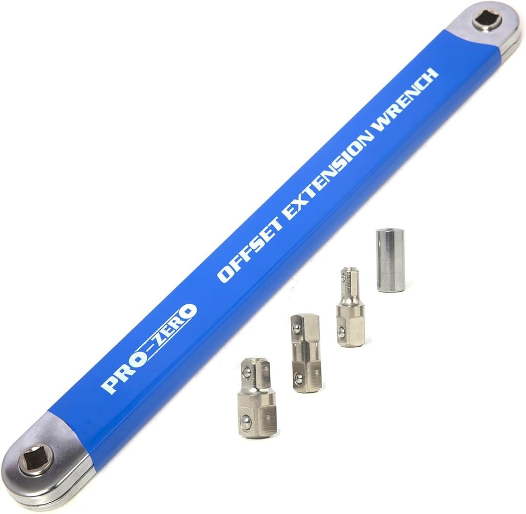 15-inch Extension Wrench 3/8" Offset Impact-Ready Socket Wrench Tool with Versatile 1/4", 3/8", and 1/2" Square Drive Adapters