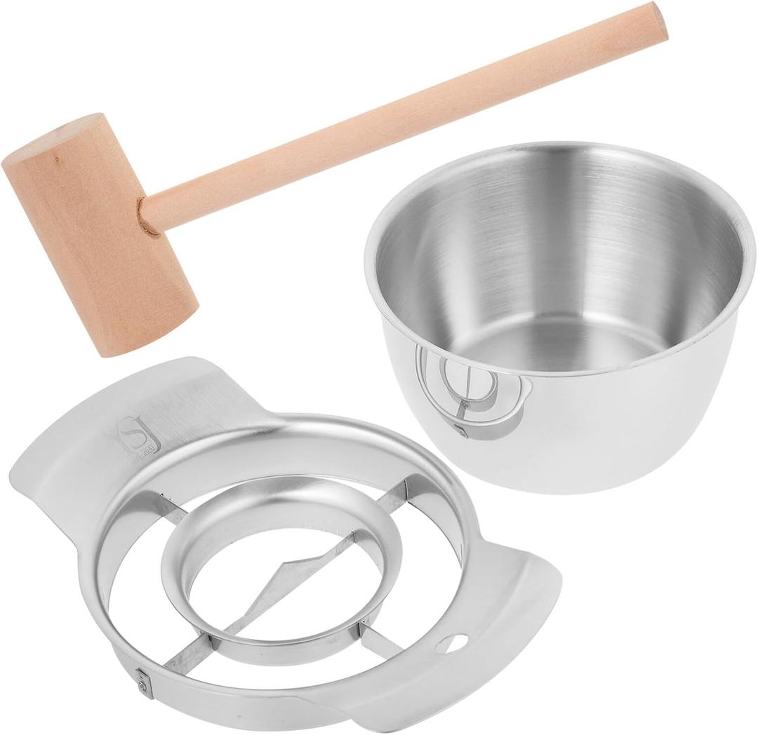 ABOOFAN Pomegranate Peeler and Deseeder Tool Set 6.88×4.72×2.75 In – Stainless Steel Seed Remover with Wooden Hammer for Effortless Aril Extraction and Mess-Free Fruit Prep – for Kitchen, Home Cooks,