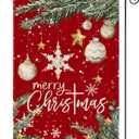 AVOIN colorlife Merry Christmas House Flag 28x40 Inch Double Sided Outside, Ornament Baubles Winter Holiday Yard Outdoor Flag Red