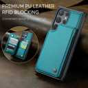 Vinich for Samsung Galaxy S25 Ultra Wallet Case with Card Holder, RFID Blocking Credit Slots Kickstand Shockproof Phone Cover Fit for Galaxy S25 Ultra 6.9" Bluish Green