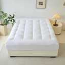 West Month Premium Quilted Luxury Extra Thick Mattress Pad, Deep Pocket Pillow Top, Machine Washable Bed Cover, Breathable & Fluffy Soft (White, King)