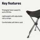Amazon Basics Portable Camping Stool, Collapsible, Lightweight, for Hiking, Hunting, Fishing, Black, Fold dimension 3.2"D x 3.2"W x 24.4"H