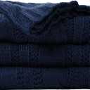 Battilo Navy Cable Knit Throw Blankets for Couch, Super Soft Warm Cozy Decorative Knitted Throw Blanket for Bed, Sofa, Chair 50"x60"