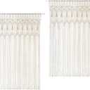 Mkono Macrame Curtain Large Boho Woven Wall Hanging Window Curtains Handmade Bohemian Decor for Window Doorway Closet Wedding Backdrop Arch Bedroom Living Room Apartment, 51''W x 70''L, Set of 2