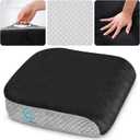 Large Seat Cushion (19 x 17 x 3) Memory Foam for Office Chair, Wheelchair Cushions, Floor Pillow | Cushion Back Pain Coccyx Pain Relief | Plush Velvet Cover with Carry Handle
