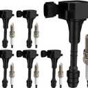 2002-2015 UF349 Ignition Coil Pack&C1406 Spark Plugs Fit for Nissan Altima Maxima Pathfinder Murano 02-09, Infiniti QX4 I35 02-04, 3.5L V6, Frontier, Xterra 05-19, 4.0L V6, Replaces 5C1403 22401