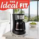 Gourmia 12 Cup One-Touch Coffee Maker Pause and Serve with Automatic Keep Warm, Easy View Water Window, Compact Design, Stainless Steel Accents, Black
