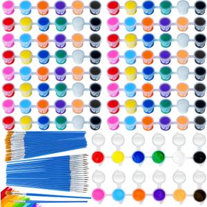 160PCS Mini Acrylic Paint Set,Washable Paint Set for Kids,10 Set 12 Colors Acrylic Paint Strips with 40PCS Paint Brushes,Paint Pots for Kids DIY Painting Arts,Perfect for Classroom Home Party Favors