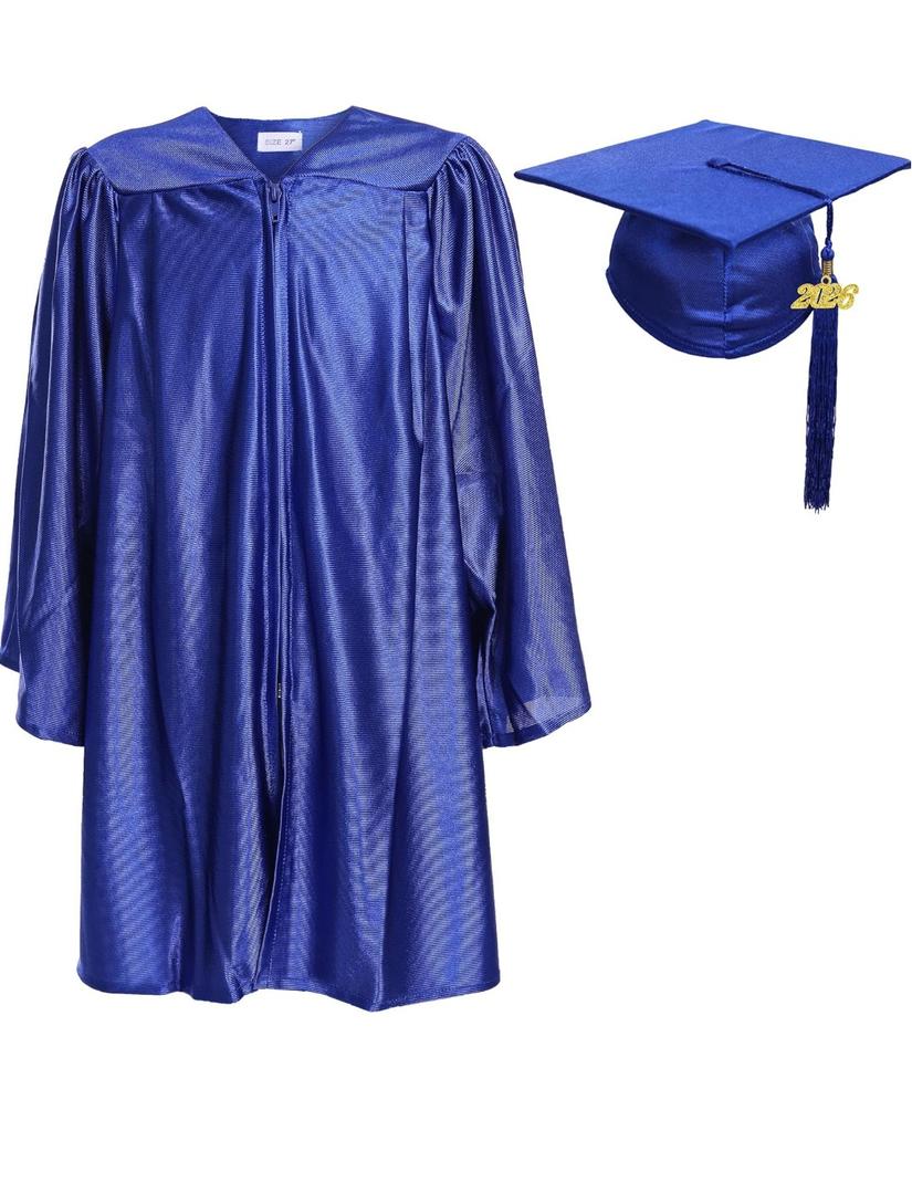 Newrara Unisex Shiny Kindergarten Graduation Gown Cap with Tassel 30