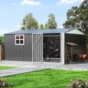 Polar Aurora 12X14 FT Outdoor Storage Shed with Windows, Metal Garden Shed with Updated Lockable Doors and Frame Structure, Large Tool Sheds for Backyard Garden Patio Lawn,Black