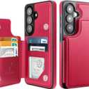 COBEAR for Samsung Galaxy S26 Wallet Case with 5 Card Holder, PU Leather, RFID Blocking, Kickstand Shockproof Women Men Phone Cover for Samsung Galaxy S26, Red