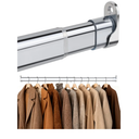 Premium Chrome Oval Closet Rod for Hanging Clothes 30 to 54.5 Inch, Includes End Supports, Adjustable Wardrobe Tube, Heavy Duty Extendable Closet Pole, Carbon Steel