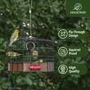 Kingsyard Squirrel Proof Platform Bird Feeders for Outdoor Hanging, 10" Wide Metal Caged Bird Feeder for Small Wildbirds Finches, Recycled Plastic Feeding Platform with Metal Seed Tray, Brown