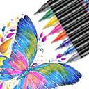 miikoul 8 Colors Metallic Paint Markers Brush Glitter Color Ink Calligraphy Brush Pens for Hand Lettering, Art Drawing, Sketching, Scrapbooking, Journaling