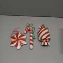 Vintage Christmas Tree Decorations Set of 3 Rustic Distressed Xmas Ornaments Red&White Hanging Decor for Indoor&Outdoor Window Mantel Wall Farmhouse Holidays Display Gift Star Candy Crutch