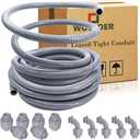 Wocloer 1/2 inch 100Ft Liquid-Tight Conduit Kit, Flexible Non Metallic Electrical Conduit, with 6 Straight and 5 Angle Fittings Included. 1/2" Dia