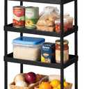 4-Tier Rolling Utility Cart with Handle Multi-Functional Storage Trolley with Wheels, Movable Organizer for Kitchen, Living Room, Office (Black)