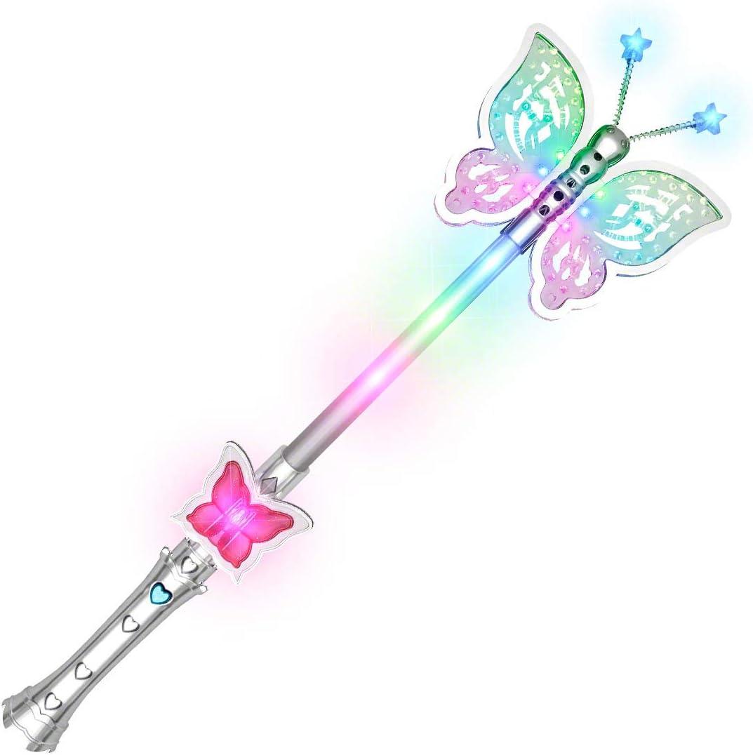 FlashingBlinkyLights Light Up LED Pretty Butterfly Fairy Wand for Girls