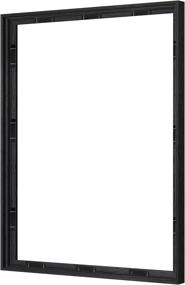 Abtgt 18x24 Canvas Floating Frame with 0.9" Deep, Black Floater Frame for Canvas Paintings with Adhesive, Vertical or Horizontal Wall Art frame for Prints Oil Painting Diamond Decor, 1 Pack.