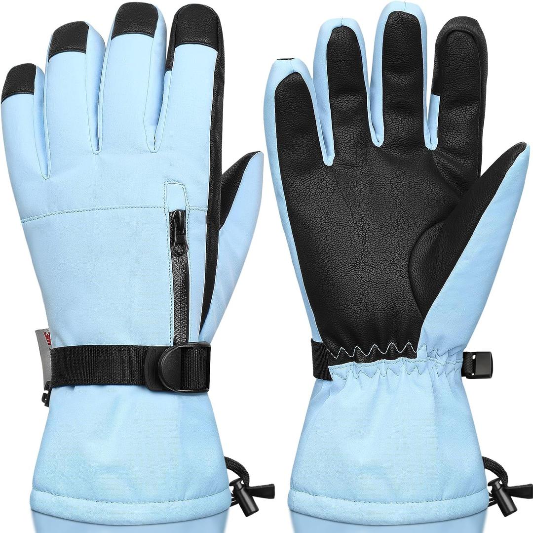 Snow Gloves,Touchscreen Ski Mittens,Warm Cold Weather Ski Gloves for Parent Boys Girls