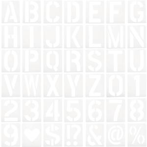 MECCANIXITY 42pcs 10 Inch Letter Stencils Alphabet Number Stencil Reusable Plastic Symbol Stencil Interlocking for DIY Art Painting Wall Chalkboard Wood Signs, White