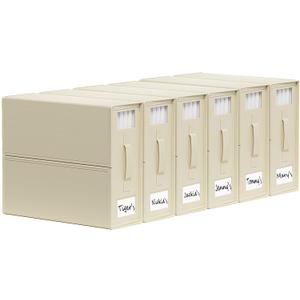 SheetCube Bed Sheet Organizers and Storage 6 Pack, Foldable Linen Closet Organizer with Window and Label, Bedding Folder Storage Box Container for Blanket, Duvet Cover Set, Bed Sheet Set - Beige