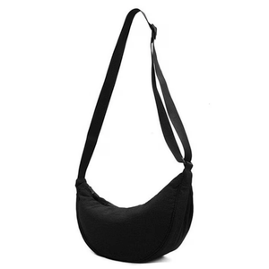 Small Nylon Crescent Crossbody Bag Black
